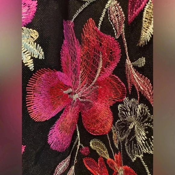 GUESS Embroidered-Floral Mesh Sheath Midi Colorful Springtime Dress Size 12 NEW - Picture 6 of 7